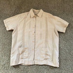 Linos 100% Linen Earthy Rustic Embroidered Shirt